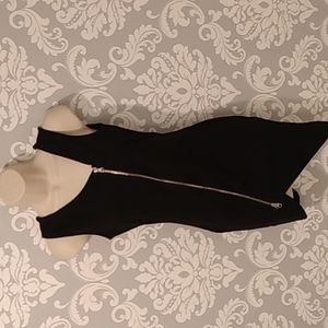 Asymmetrical Black Dress with Zipper Detail